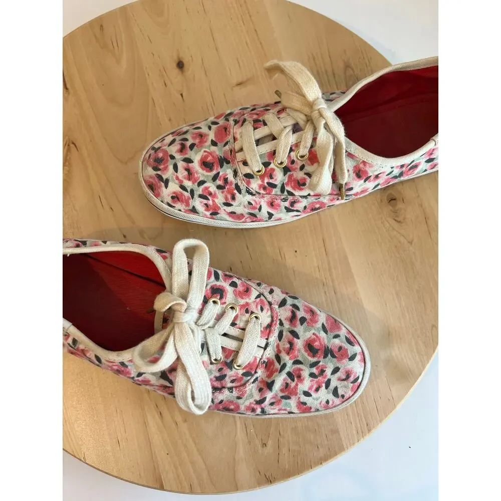 Keds x Kate Spade Floral Print Cotton Canvas Low Top Lace Up Sneakers Size 6.5